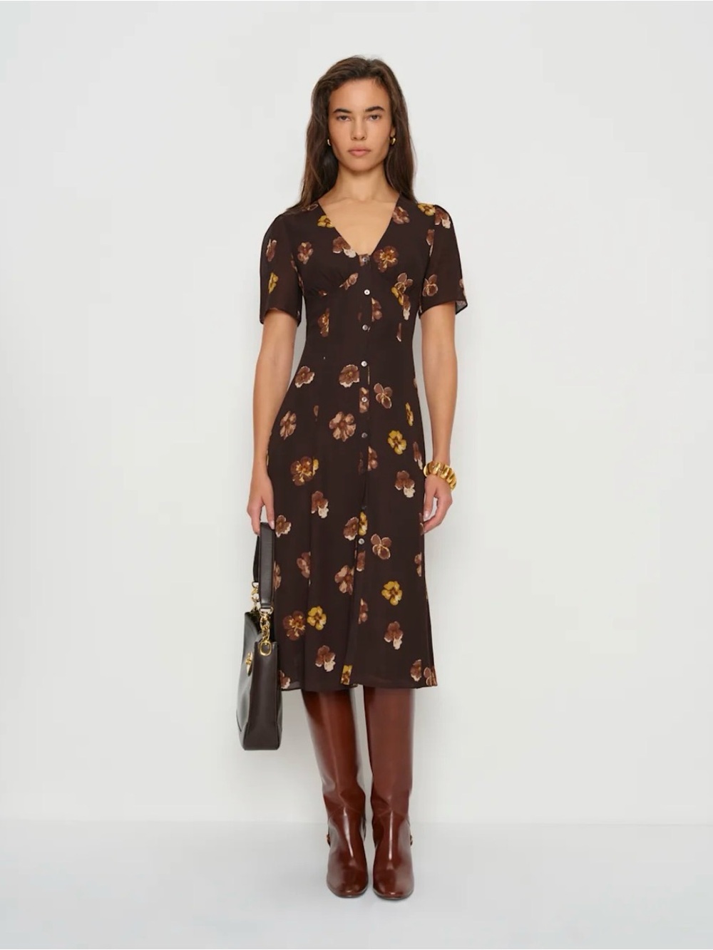 Reformation Lise Dress Brown - Size 4